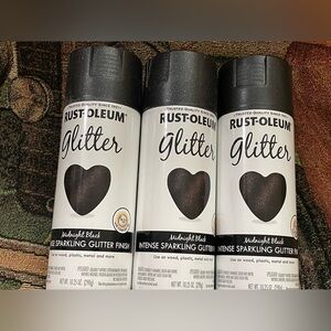 Lot of 3 RUST-OLEUM Midnight Black Intense Sparkling Glitter Finish Paint NEW